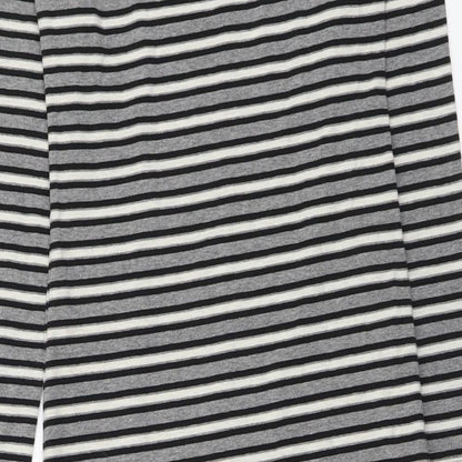 Primark Womens Grey Striped Cotton T-Shirt Dress Size 8 Round Neck Pullover