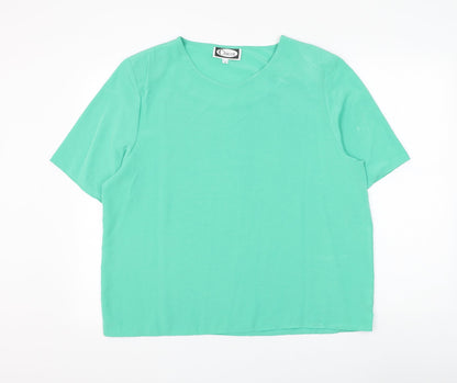Chicot Womens Green Polyester Basic Blouse Size 18 Round Neck