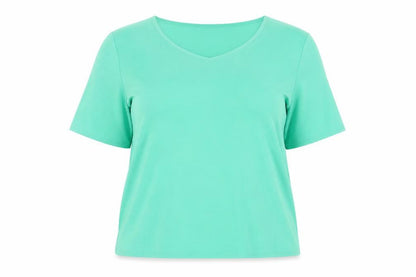 Chicot Womens Green Polyester Basic Blouse Size 18 Round Neck