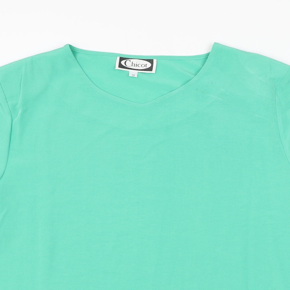 Chicot Womens Green Polyester Basic Blouse Size 18 Round Neck