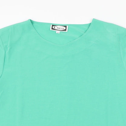 Chicot Womens Green Polyester Basic Blouse Size 18 Round Neck