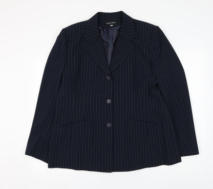 Daniel Design Womens Blue Striped Jacket Blazer Size 20 Button
