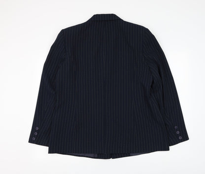 Daniel Design Womens Blue Striped Jacket Blazer Size 20 Button