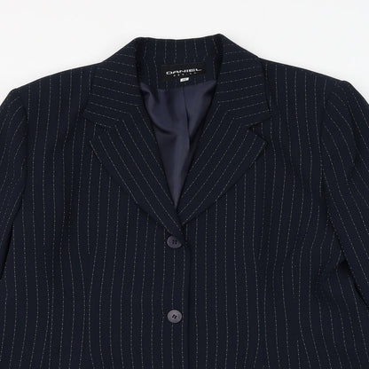Daniel Design Womens Blue Striped Jacket Blazer Size 20 Button