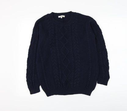 Code Collection Mens Blue Round Neck Polyester Pullover Jumper Size M