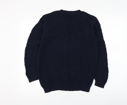 Code Collection Mens Blue Round Neck Polyester Pullover Jumper Size M
