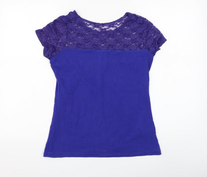 Womens UK Size S Preworn Blue Basic T-Shirt