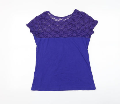 Womens UK Size S Preworn Blue Basic T-Shirt