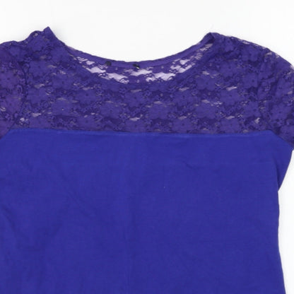 Womens UK Size S Preworn Blue Basic T-Shirt