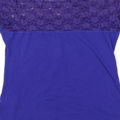 Womens UK Size S Preworn Blue Basic T-Shirt