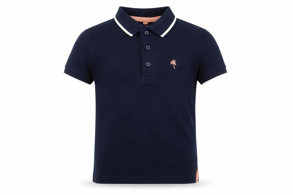 Marks and Spencer Girls Blue Cotton Basic Polo Size 2-3 Years Collared Button - Palm Tree