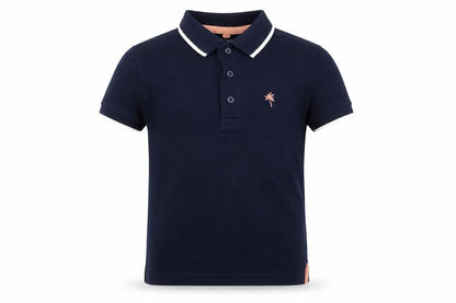 Marks and Spencer Girls Blue Cotton Basic Polo Size 2-3 Years Collared Button - Palm Tree