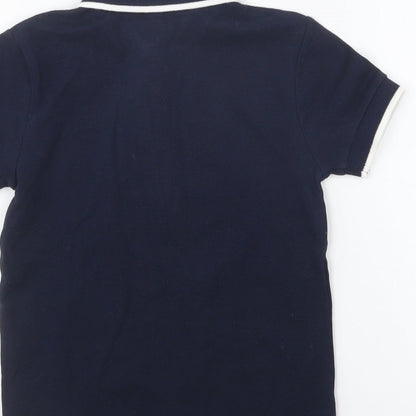 Marks and Spencer Girls Blue Cotton Basic Polo Size 2-3 Years Collared Button - Palm Tree