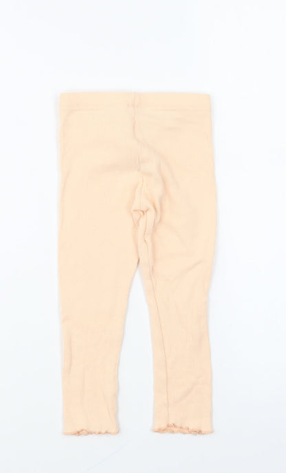 Marks and Spencer Girls Orange Cotton Jogger Trousers Size 2-3 Years Regular Pullover