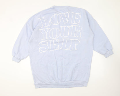 PEP&CO Womens Blue Cotton Pullover Sweatshirt Size L Pullover - Love Yourself
