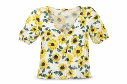 Womens UK Size 4 Divided by H&M Yellow Basic Button-Up