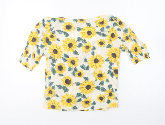 Womens UK Size 4 Divided by H&M Yellow Basic Button-Up