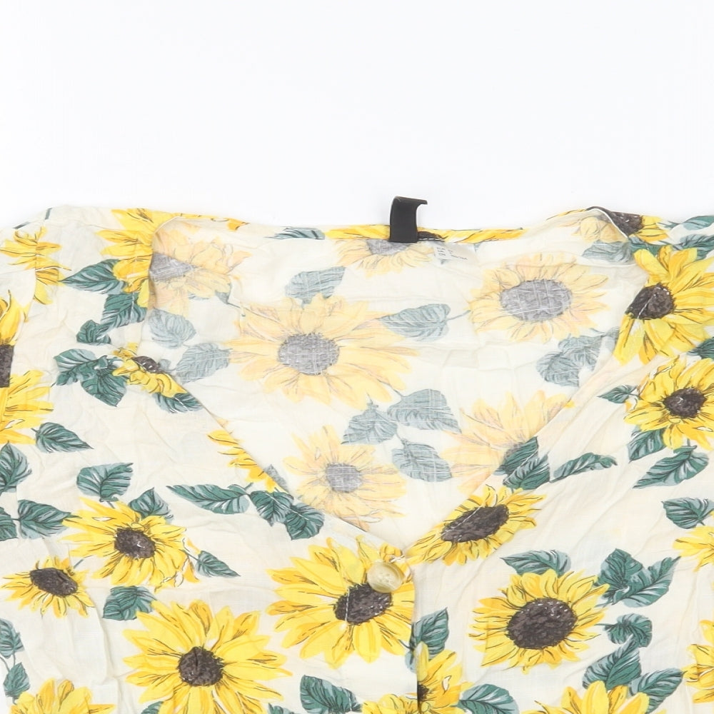 Womens UK Size 4 Divided by H&M Yellow Basic Button-Up