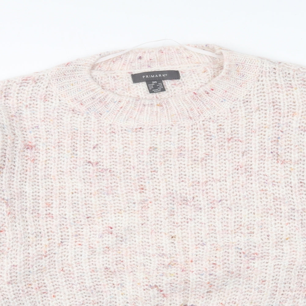 Primark Womens Pink Round Neck Acrylic Pullover Jumper Size 2XS