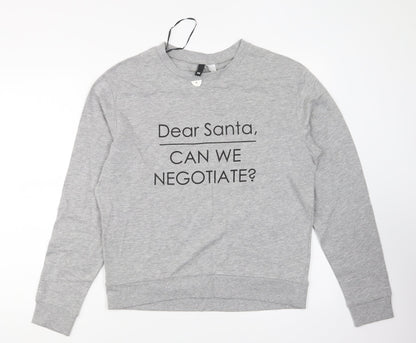 H&M Womens Grey Cotton Pullover Sweatshirt Size M Pullover - Christmas