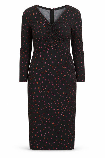 Very Womens Black Geometric Polyester Bodycon Size 10 V-Neck Pullover - Love Hearts