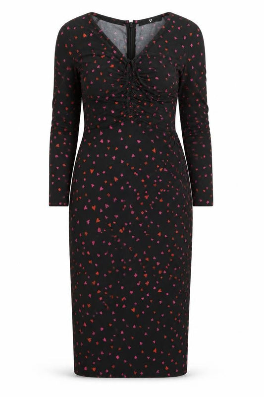 Very Womens Black Geometric Polyester Bodycon Size 10 V-Neck Pullover - Love Hearts