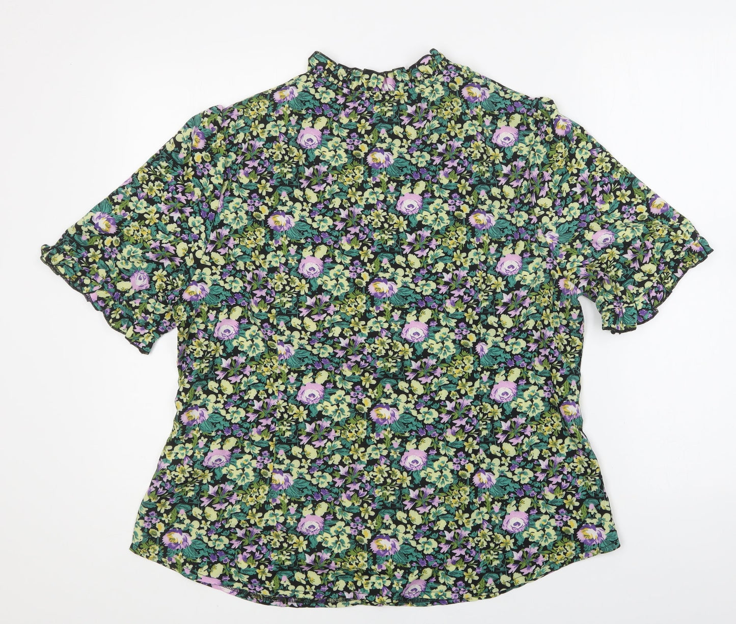 SheIn Womens Multicoloured Floral Polyester Basic Button-Up Size XL High Neck