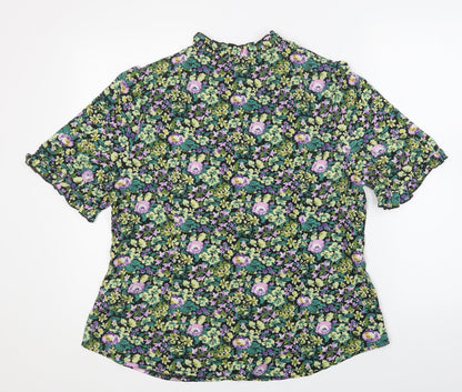 SheIn Womens Multicoloured Floral Polyester Basic Button-Up Size XL High Neck