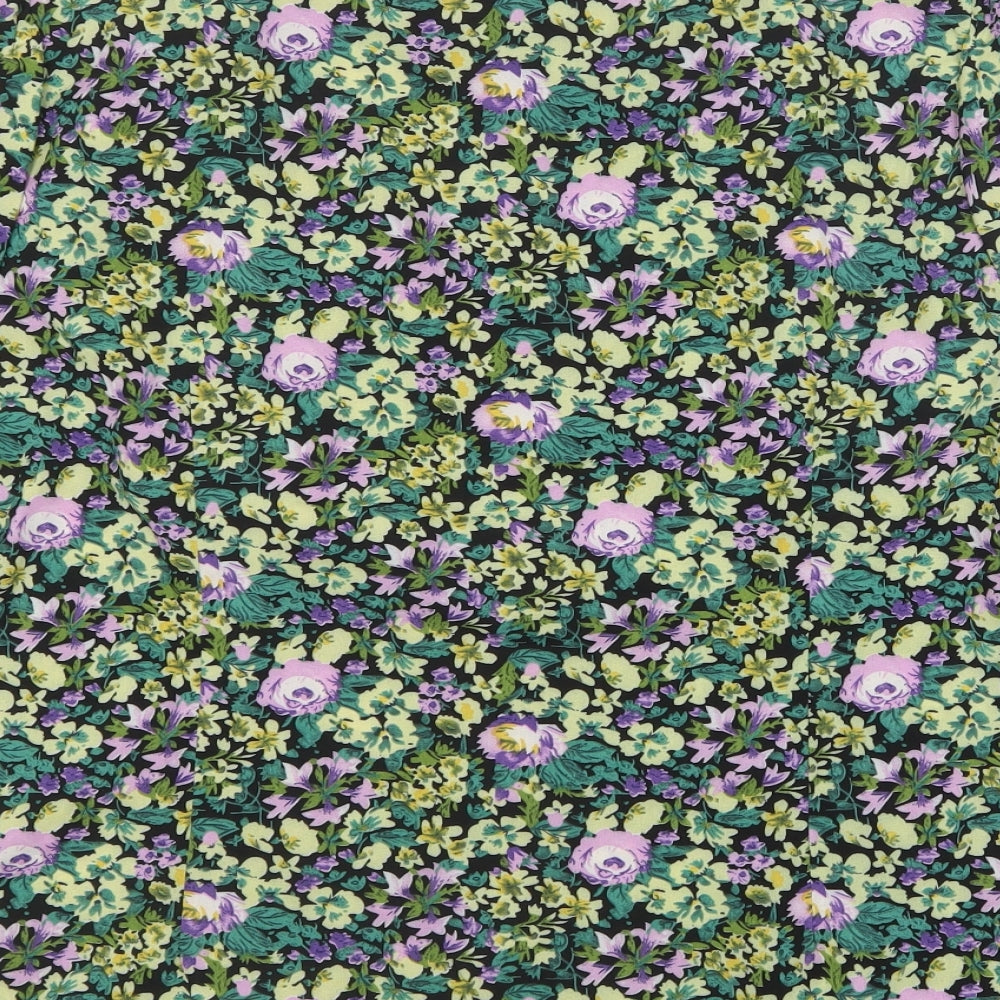 SheIn Womens Multicoloured Floral Polyester Basic Button-Up Size XL High Neck