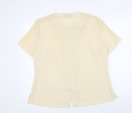 Collection Womens Beige Polyester Basic Button-Up Size 18 Round Neck