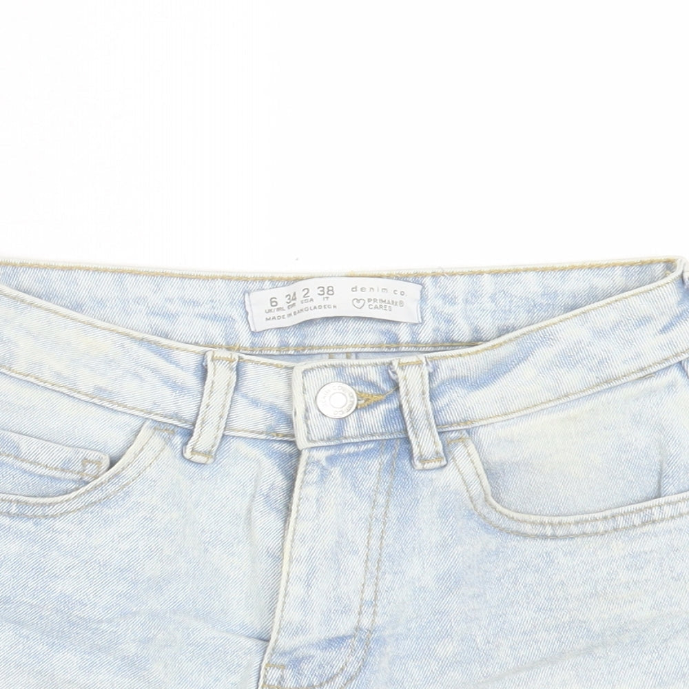 Denim & Co. Womens Blue Cotton Boyfriend Shorts Size 6 L3 in Regular Button