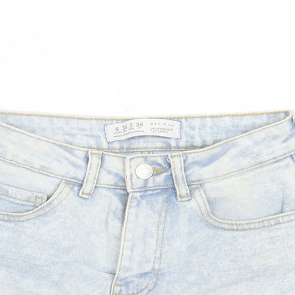 Denim & Co. Womens Blue Cotton Boyfriend Shorts Size 6 L3 in Regular Button