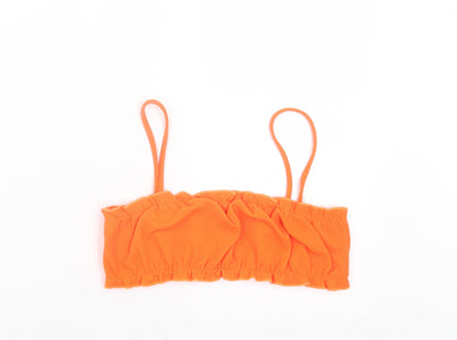 SheIn Womens Orange Polyester Cropped Tank Size M Square Neck - Lettuce Edging