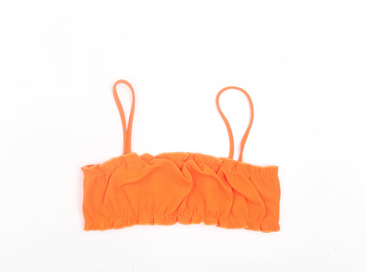 SheIn Womens Orange Polyester Cropped Tank Size M Square Neck - Lettuce Edging