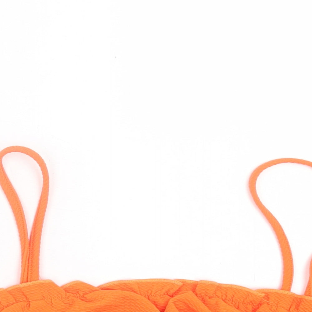 SheIn Womens Orange Polyester Cropped Tank Size M Square Neck - Lettuce Edging