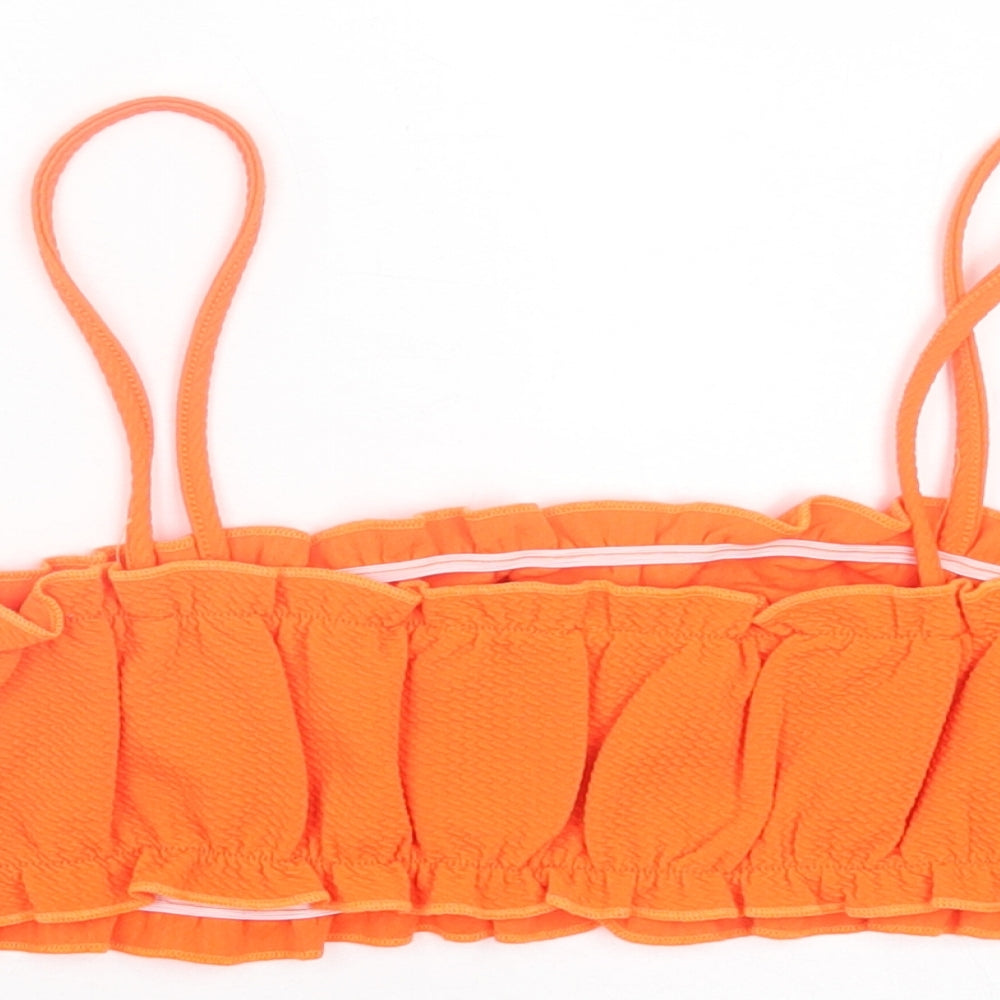 SheIn Womens Orange Polyester Cropped Tank Size M Square Neck - Lettuce Edging