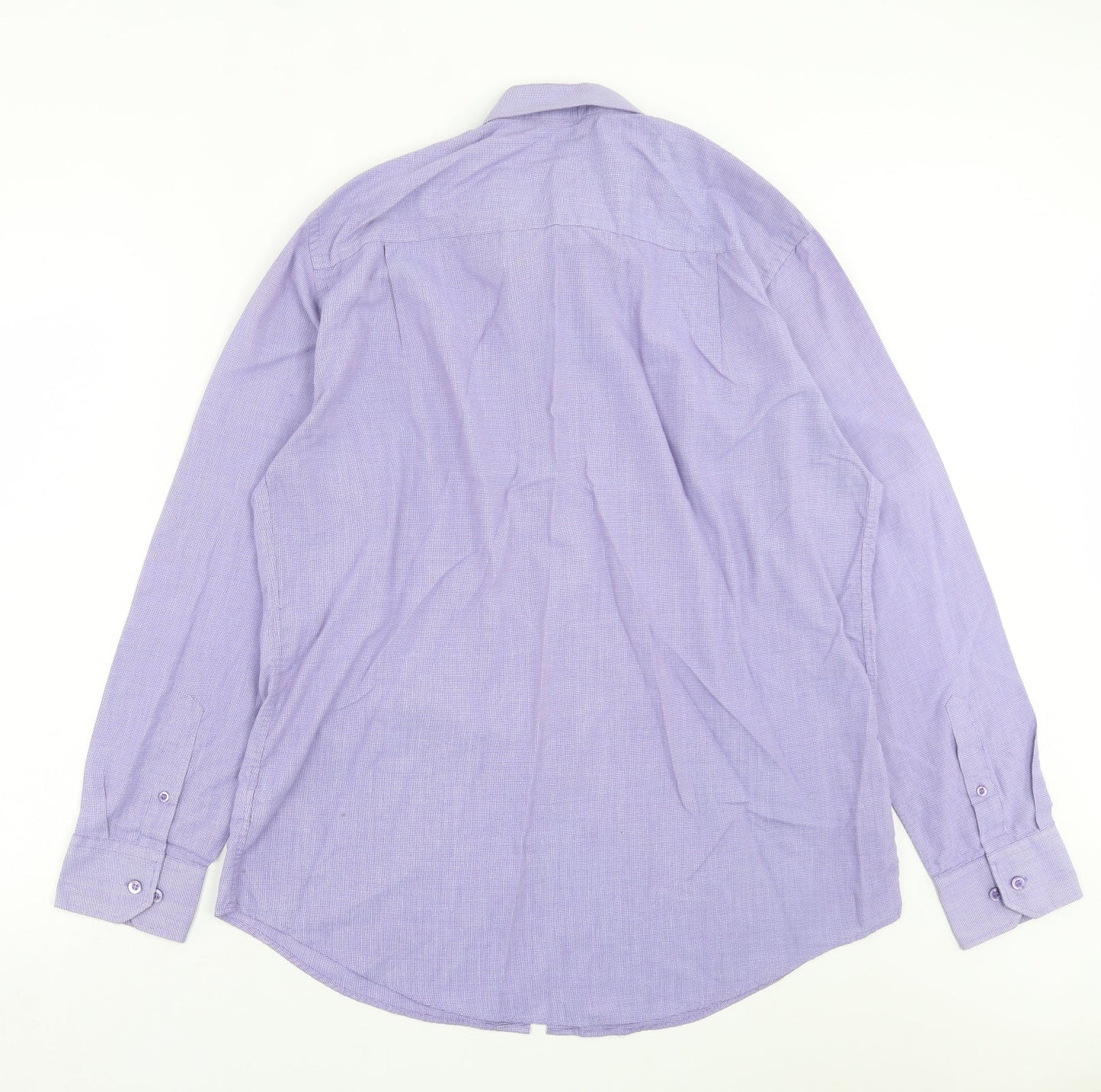 F&F Mens Purple Polyester Button-Up Size 16 Collared Button - Pocket Detail
