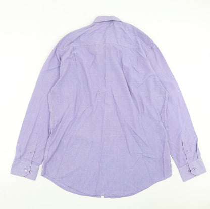 F&F Mens Purple Polyester Button-Up Size 16 Collared Button - Pocket Detail