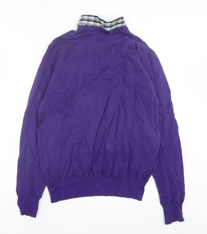 Blue Inc Mens Purple Collared Cotton Pullover Jumper Size M
