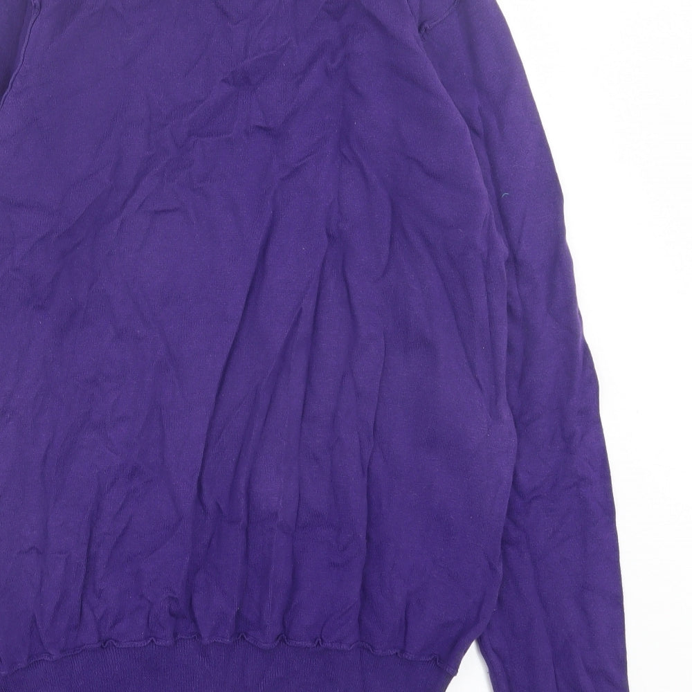 Blue Inc Mens Purple Collared Cotton Pullover Jumper Size M