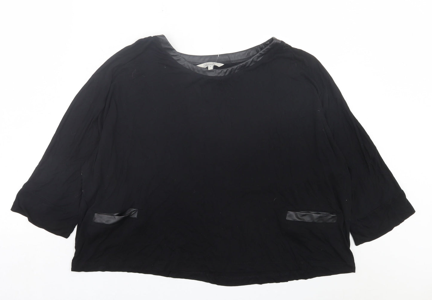 Womens UK Size M Peacocks Black Basic T-Shirt