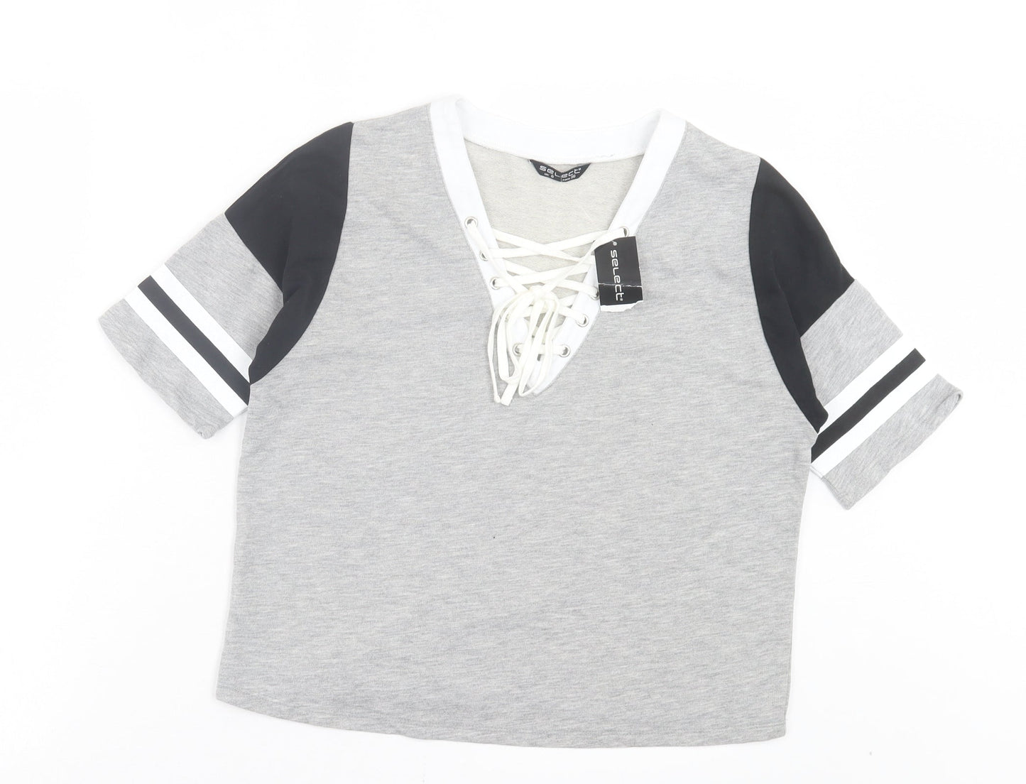 Womens UK Size 8 Select Grey Cropped T-Shirt