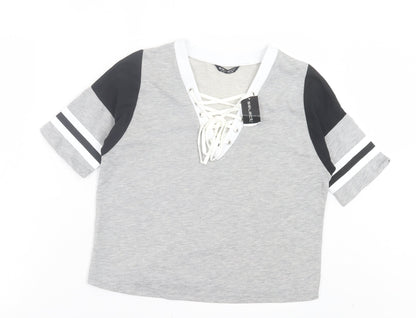 Womens UK Size 8 Select Grey Cropped T-Shirt