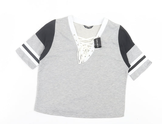 Womens UK Size 8 Select Grey Cropped T-Shirt
