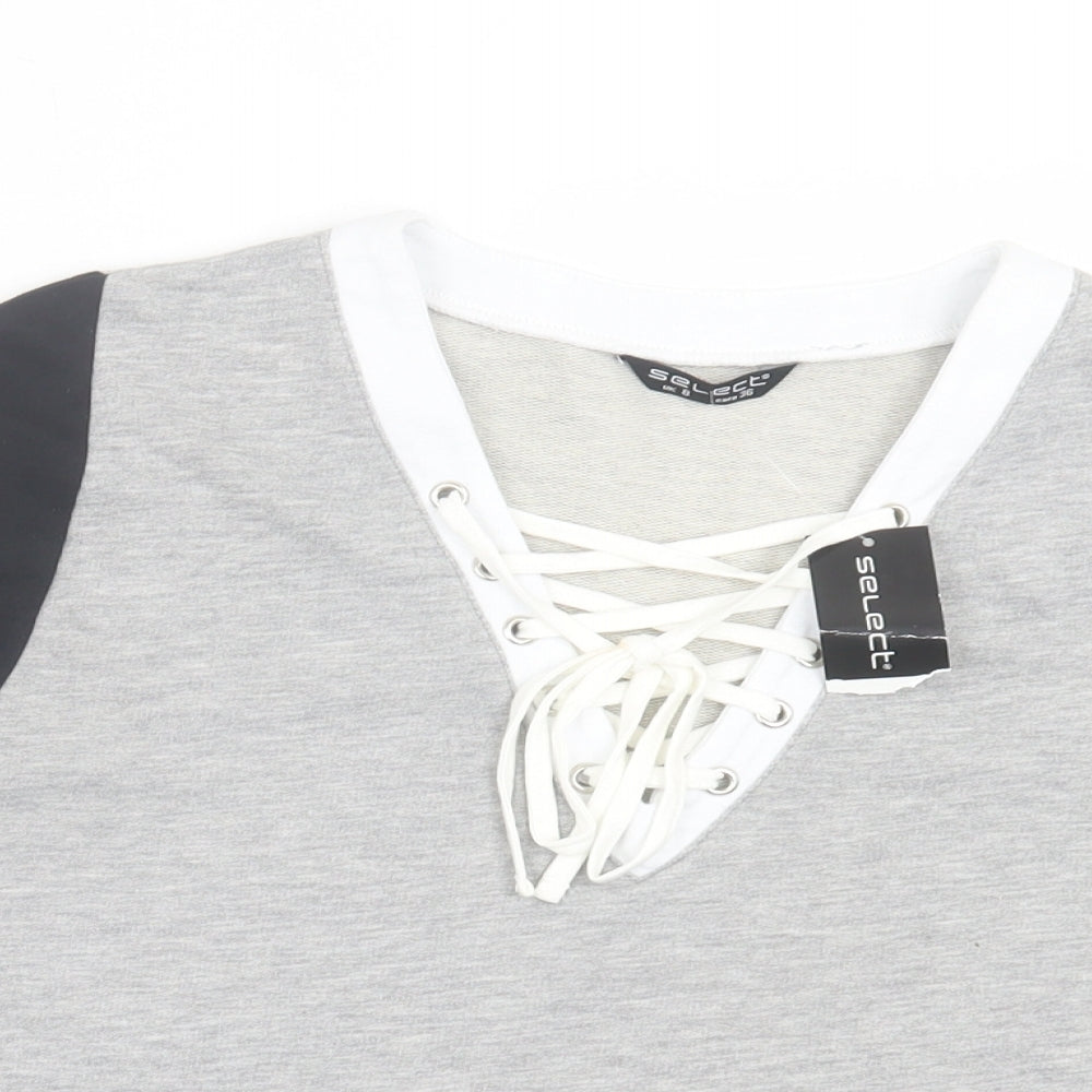 Womens UK Size 8 Select Grey Cropped T-Shirt