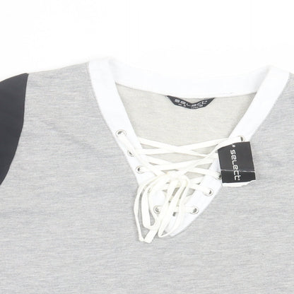 Womens UK Size 8 Select Grey Cropped T-Shirt