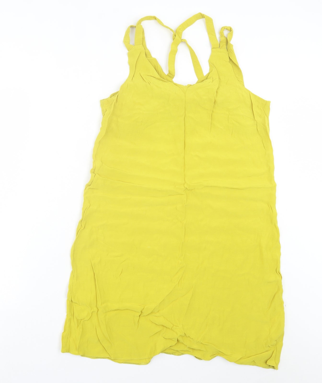 Papaya Womens Yellow Viscose A-Line Size 14 V-Neck Pullover - Cross Back