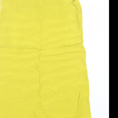 Papaya Womens Yellow Viscose A-Line Size 14 V-Neck Pullover - Cross Back
