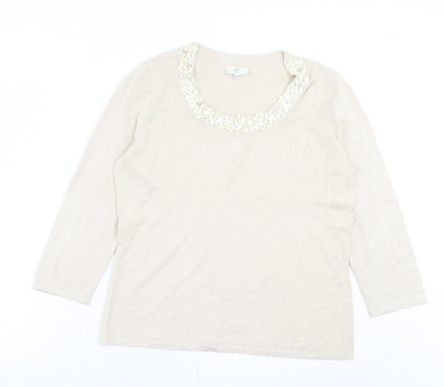 Womens UK Size M CC Beige Pullover Jumper