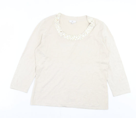 Womens UK Size M CC Beige Pullover Jumper